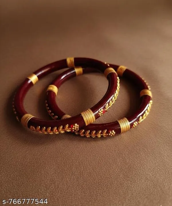 Pairs_|_Maroon_Plastic_Copper_Ethnic_Casual_Bangle_Set_For_Women