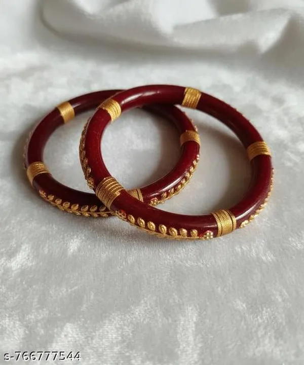Pairs_|_Maroon_Plastic_Copper_Ethnic_Casual_Bangle_Set_For_Women