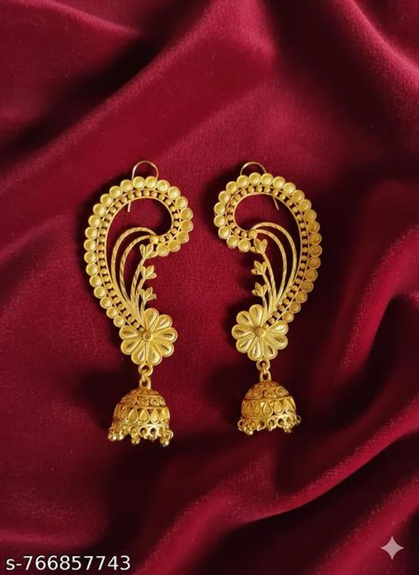 Pack_Of_2_Pairs_|_Gold_Copper_Brass_Paisley_Ear_Cuff_Earrings_For_Women