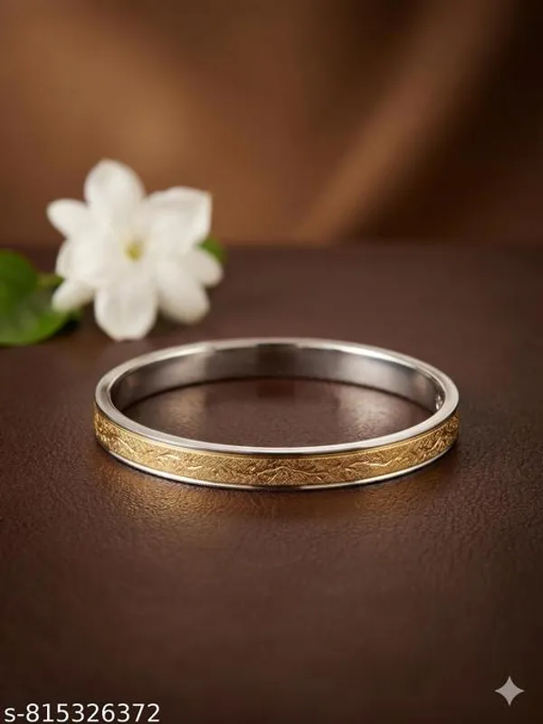 Pack_Of_2_Pairs_|_Silver_Metal_Non_Adjustable_Bangle_For_Women