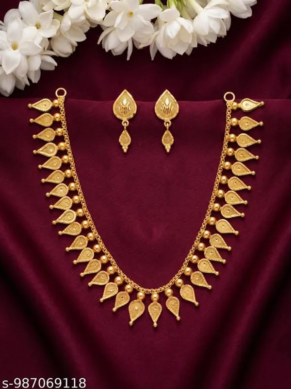 Gold_Copper_Gold_Plated_Necklace_Set_With_Earrings_For_Women