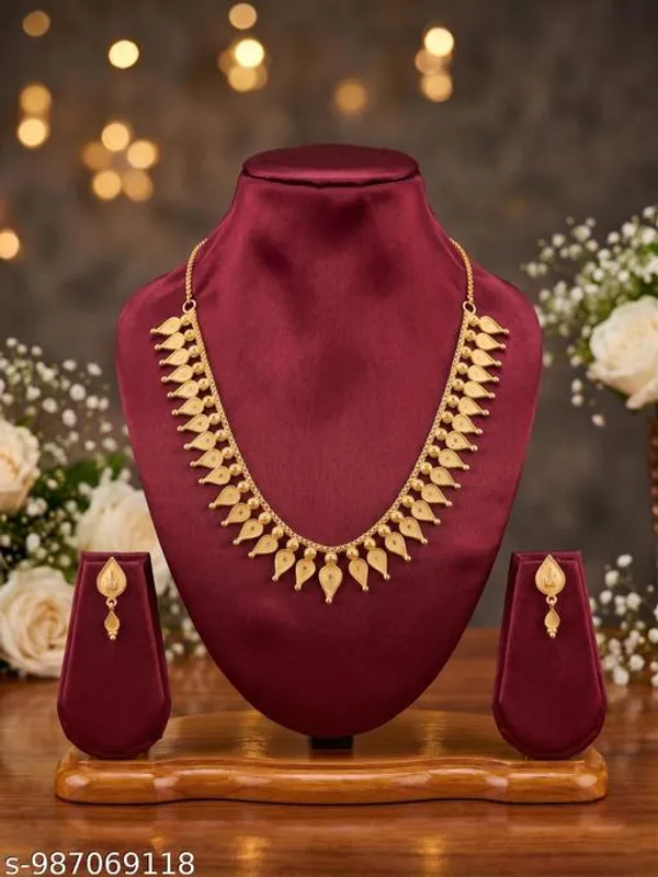 Gold_Copper_Gold_Plated_Necklace_Set_With_Earrings_For_Women