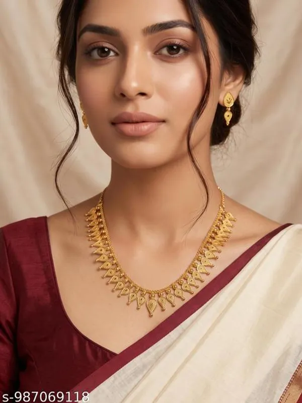 Gold_Copper_Gold_Plated_Necklace_Set_With_Earrings_For_Women