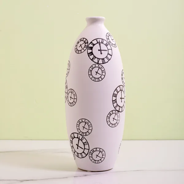 Ceramic_Modern_Clock_Print_White_Oval_Flower_Vase