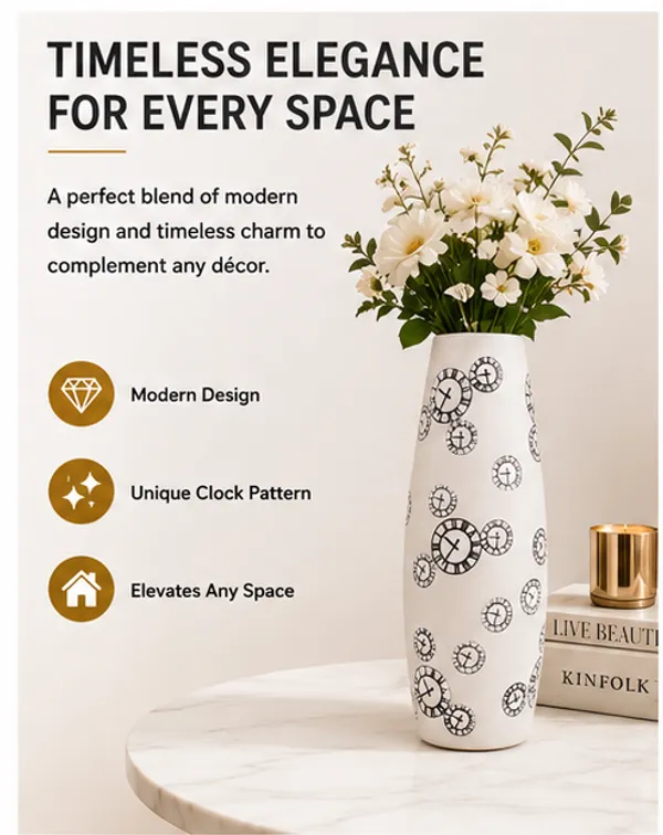 Ceramic_Modern_Clock_Print_White_Oval_Flower_Vase