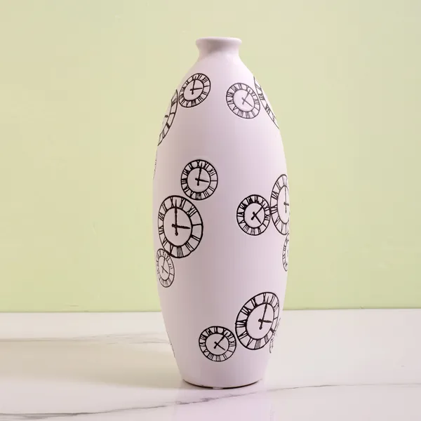 Ceramic_Modern_Clock_Print_White_Oval_Flower_Vase