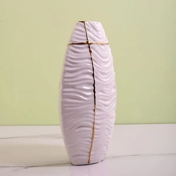 Ceramic_Modern_Wave_Pattern_Gold_Trim_Flower_Vase