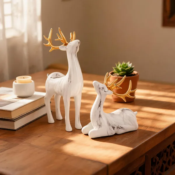 Ceramic_Contemporary_White_Gold_Deer_Figurine_Set