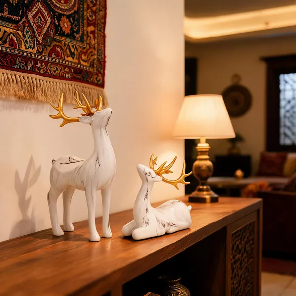 Ceramic_Contemporary_White_Gold_Deer_Figurine_Set