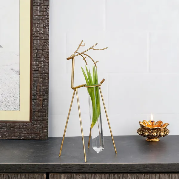 Metal_Deer_Antler_Design_Glass_Test_Tube_Vase