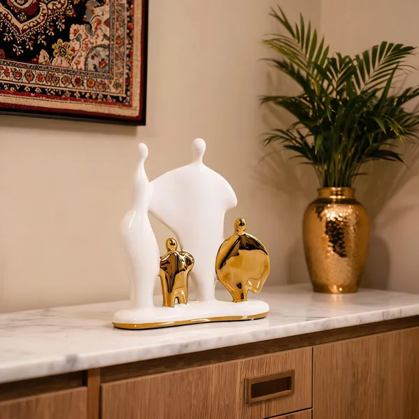 Ceramic_Abstract_Family_Figurine_Gold_Accent