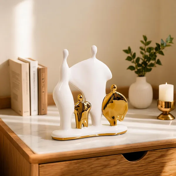 Ceramic_Abstract_Family_Figurine_Gold_Accent