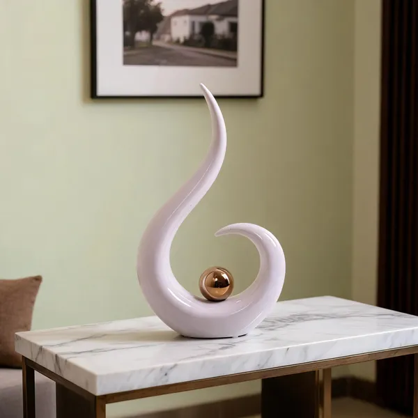 Ceramic_Contemporary_Abstract_Gold_Sphere_Sculpture