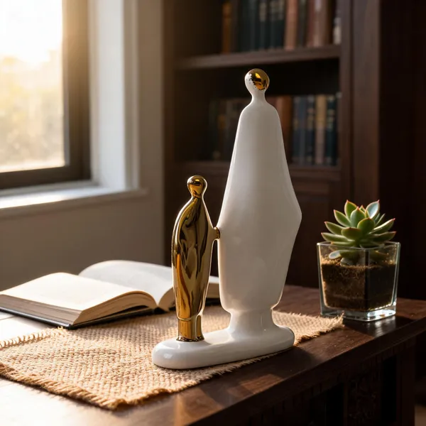 Ceramic_Modern_Abstract_White_Gold_Figurine_Sculpture