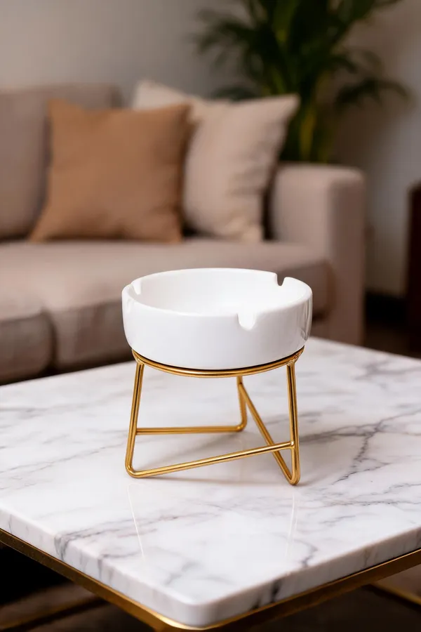 Ceramic_Modern_White_Gold_Metal_Stand_3-Rest_Ashtray