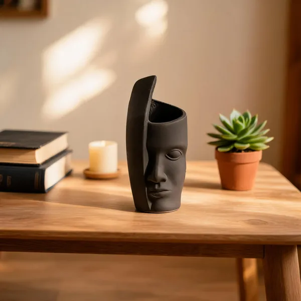 Ceramic_Modern_Abstract_Face_Silhouette_Matte_Black_Face_Vase