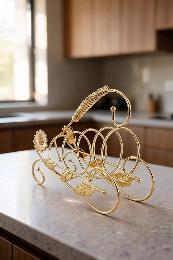 Metal_Modern_Floral_Leaf_Accent_Gold_Wine_Bottle_Holder