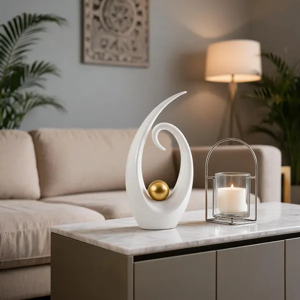 Ceramic_Contemporary_Abstract_White_Gold_Statue