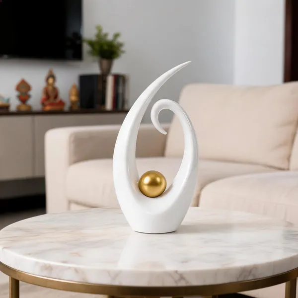 Ceramic_Contemporary_Abstract_White_Gold_Statue
