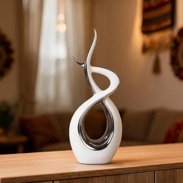 Ceramic_Modern_Abstract_Electroplated_White_Decorative_Showpiece
