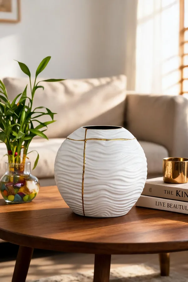 Ceramic_Modern_Wave_Textured_White_Gold_Accent_Flower_Vase