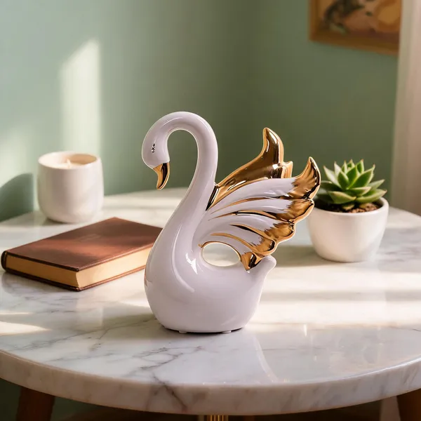 Ceramic_Modern_Gold_Finish_Swan_Figurine