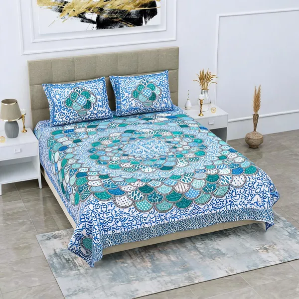 Cotton_Jaipuri_Multicolor_Jaipuri_Prints_Bed_Sheet_With_2_Pillow_Covers