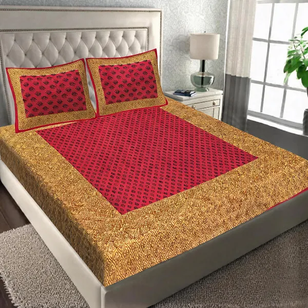 Cotton_Jaipuri_Prints_Brown_Bed_Sheet_With_2_Pillow_Covers