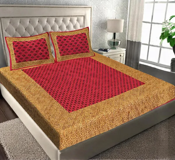Cotton_Jaipuri_Prints_Brown_Bed_Sheet_With_2_Pillow_Covers