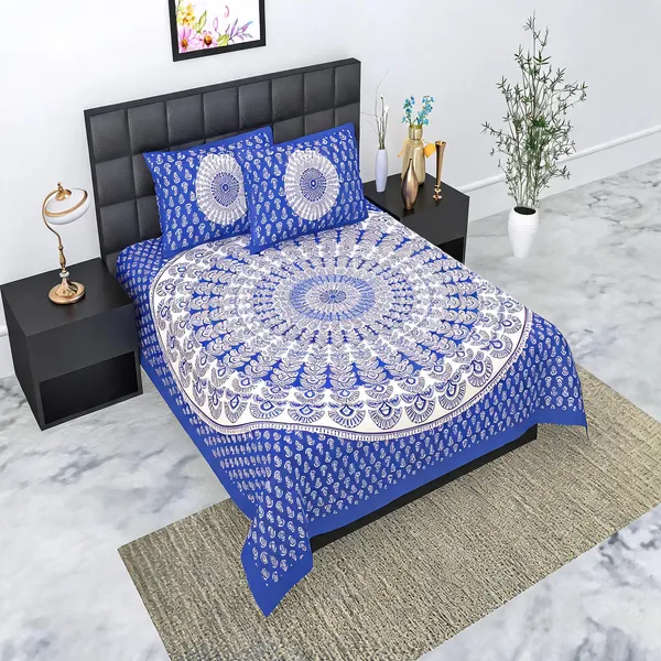 Cotton_Mandala_Print_Blue_White_Bed_Sheet_With_2_Pillow_Covers