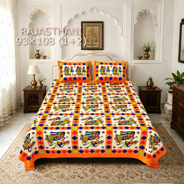 Cotton_Rajasthani_Folk_Art_Print_Bed_Sheet_With_2_Pillow_Covers