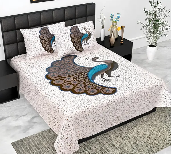 Cotton_Ethnic_Peacock_Floral_Print_Bed_Sheet_With_2_Pillow_Covers