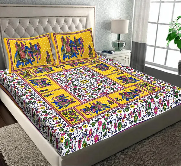 Cotton_Rajasthani_Folk_Art_Print_Bed_Sheet_With_2_Pillow_Covers
