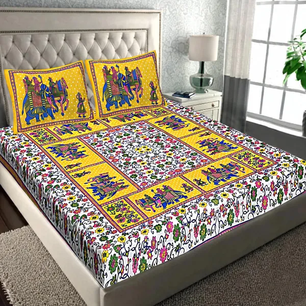 Cotton_Rajasthani_Folk_Art_Print_Bed_Sheet_With_2_Pillow_Covers