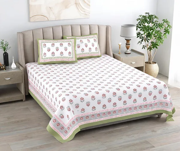 Cotton_Floral_Print_White_Bed_Sheet_With_2_Pillow_Covers