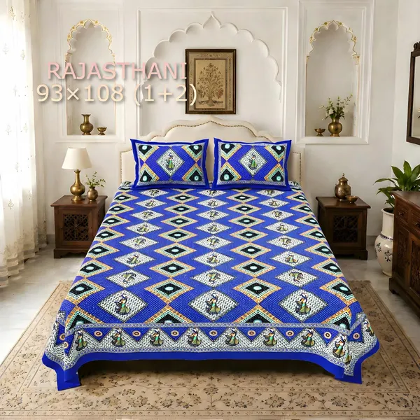 Cotton_Geometric_Print_Multicolor_Bed_Sheet_With_2_Pillow_Covers