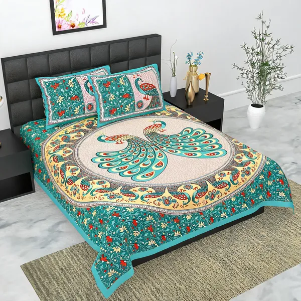 Cotton_Multicolor_Printed_Bed_Sheet_With_2_Pillow_Covers