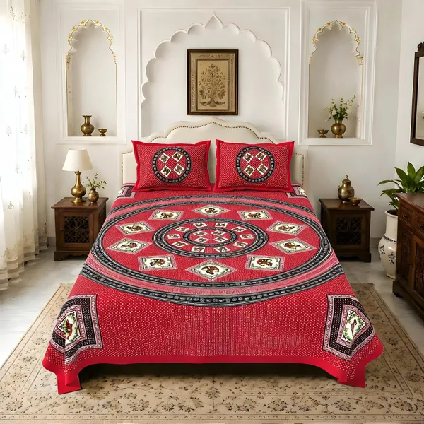 Cotton_Rajasthani_Geometric_Print_Multicolor_Bed_Sheet_With_2_Pillow_Covers