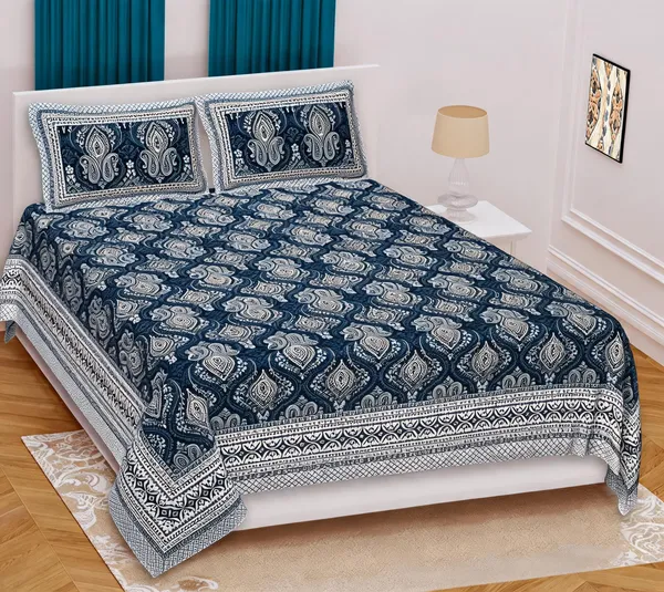 Cotton_Paisley_Print_Blue_Bed_Sheet_With_2_Pillow_Covers