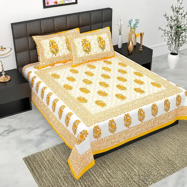 Cotton_Floral_Print_Bed_Sheet_With_2_Pillow_Covers