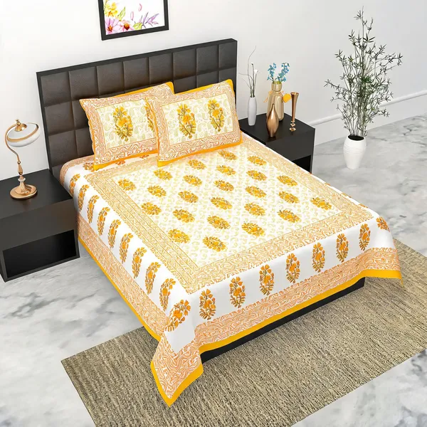Cotton_Floral_Print_Bed_Sheet_With_2_Pillow_Covers