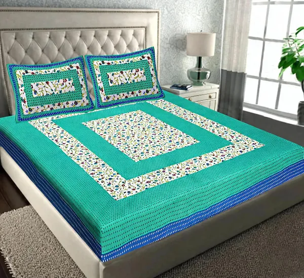 Cotton_Floral_Print_King_Size_Bed_Sheet_With_2_Pillow_Covers