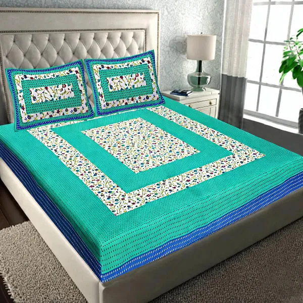 Cotton_Floral_Print_King_Size_Bed_Sheet_With_2_Pillow_Covers