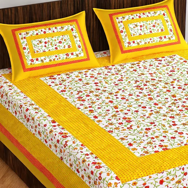 Cotton_Floral_Multicolor_Bed_Sheet_With_2_Pillow_Covers