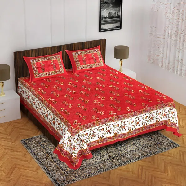 Cotton_Floral_Red_Bed_Sheet_With_2_Pillow_Covers