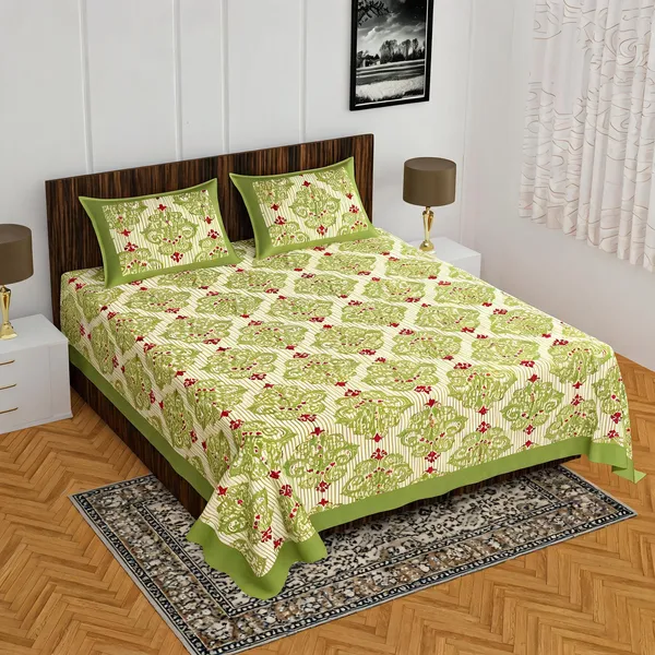 Cotton_Jaipuri_Prints_Multicolor_Bed_Sheet_With_2_Pillow_Covers