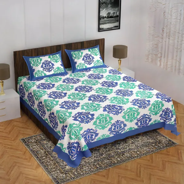 Cotton_Jaipuri_Prints_Multicolor_Bed_Sheet_With_2_Pillow_Covers