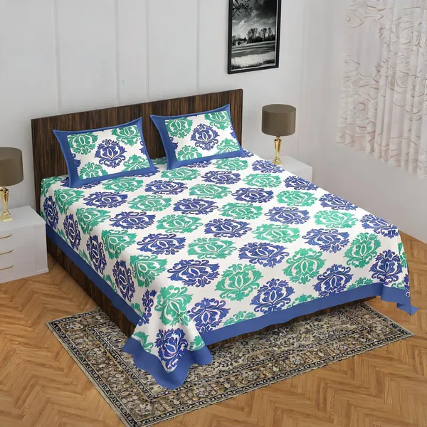 Cotton_Jaipuri_Prints_Multicolor_Bed_Sheet_With_2_Pillow_Covers