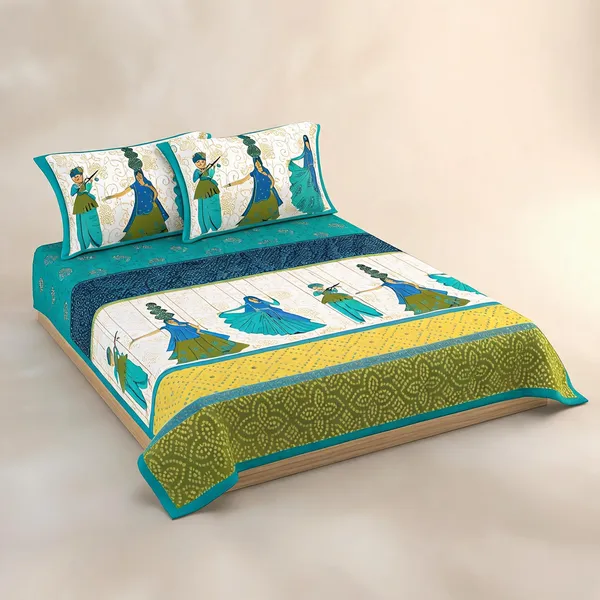 Cotton_Multicolor_Jaipuri_Print_Bed_Sheet_With_2_Pillow_Covers