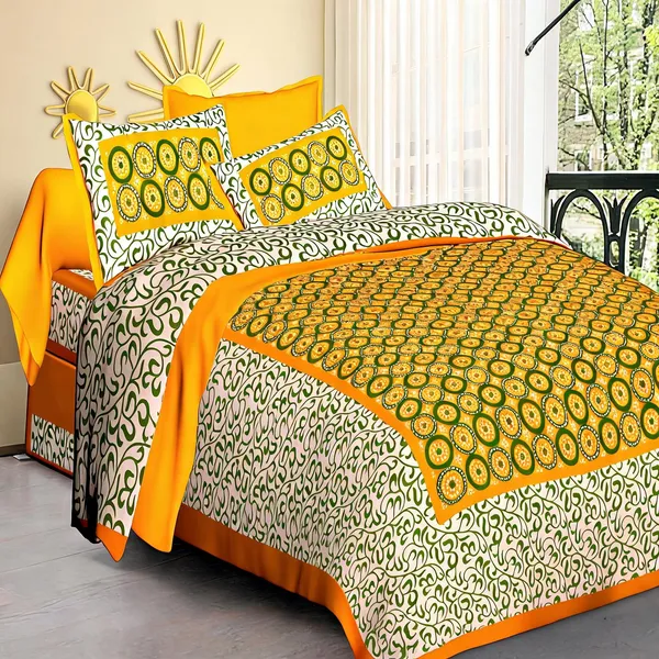 Cotton_Jaipuri_Prints_Multicolor_Bed_Sheet_With_2_Pillow_Covers